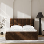 Air Nest - Lit Complet Compressé Boxspring - Tissu - Marron
