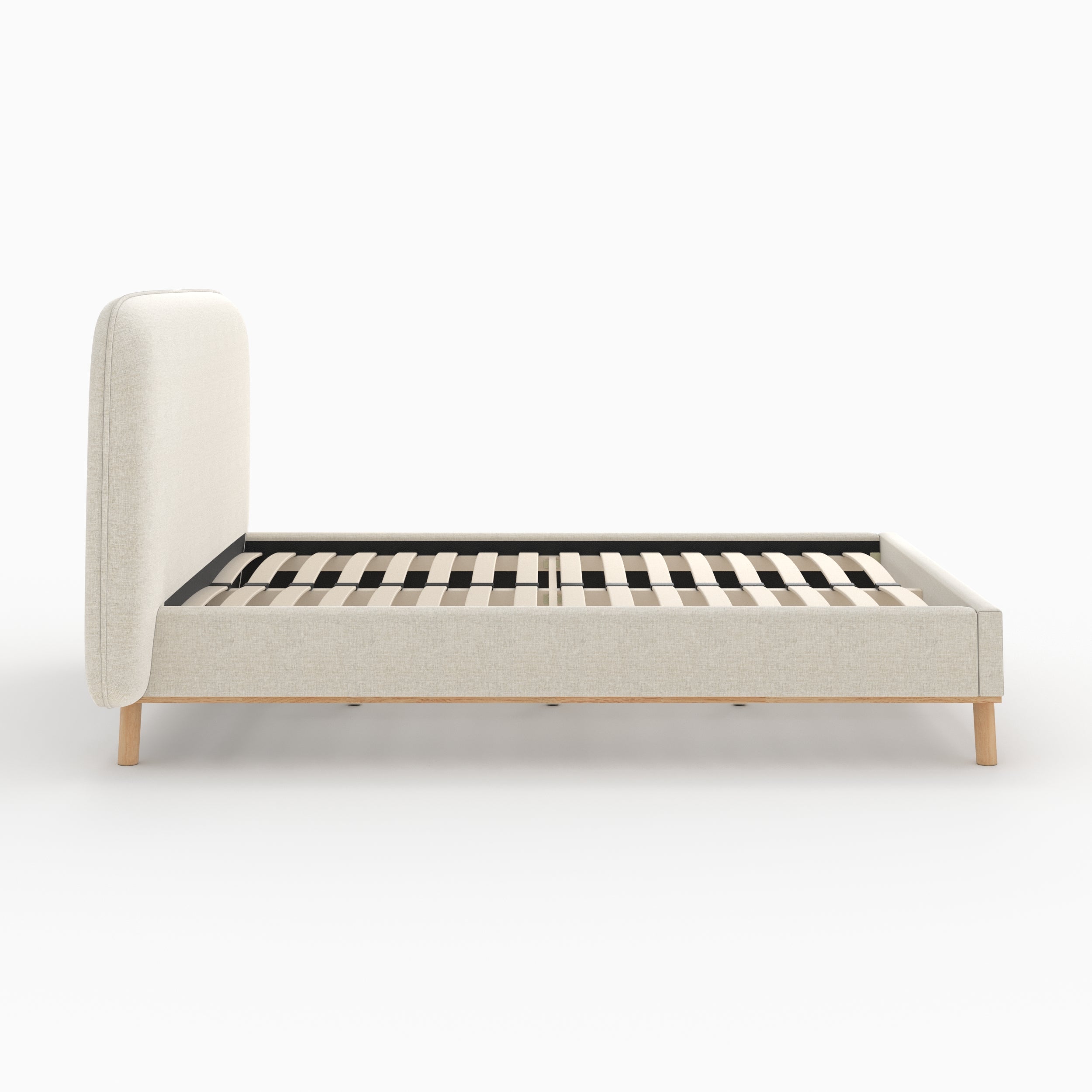 Modjo - Cama doble de tela gris/beige