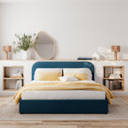 Tilly - Double Bed With Box In Blue Fabric