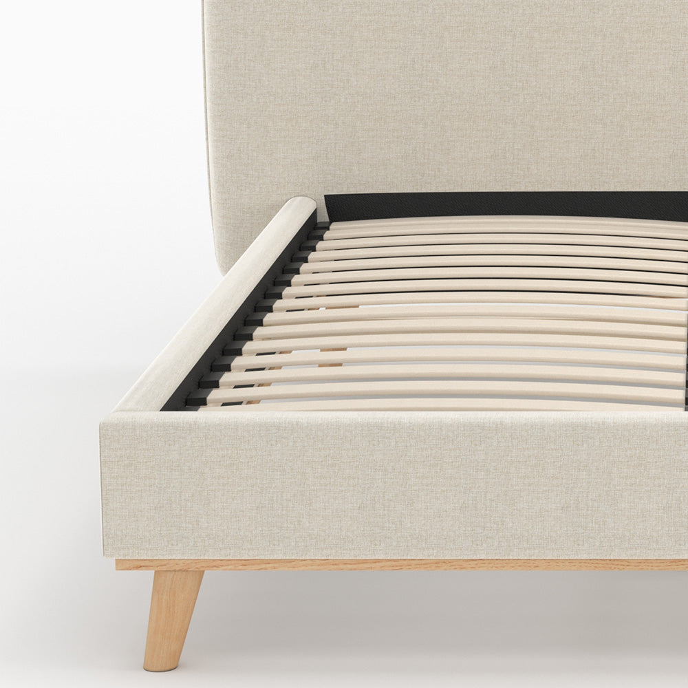 Modjo - Cama doble de tela gris/beige