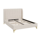Koda - Double Bed In Beige Fabric And Gold Feet