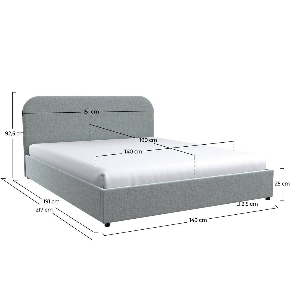 Tilly - Lit Double Avec Coffre En Tissu Gris