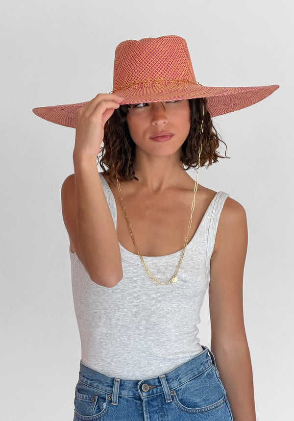 Livy Xl Straw Hat - Fuschia Apricot