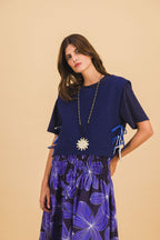 Top de lana azul marino Tiana