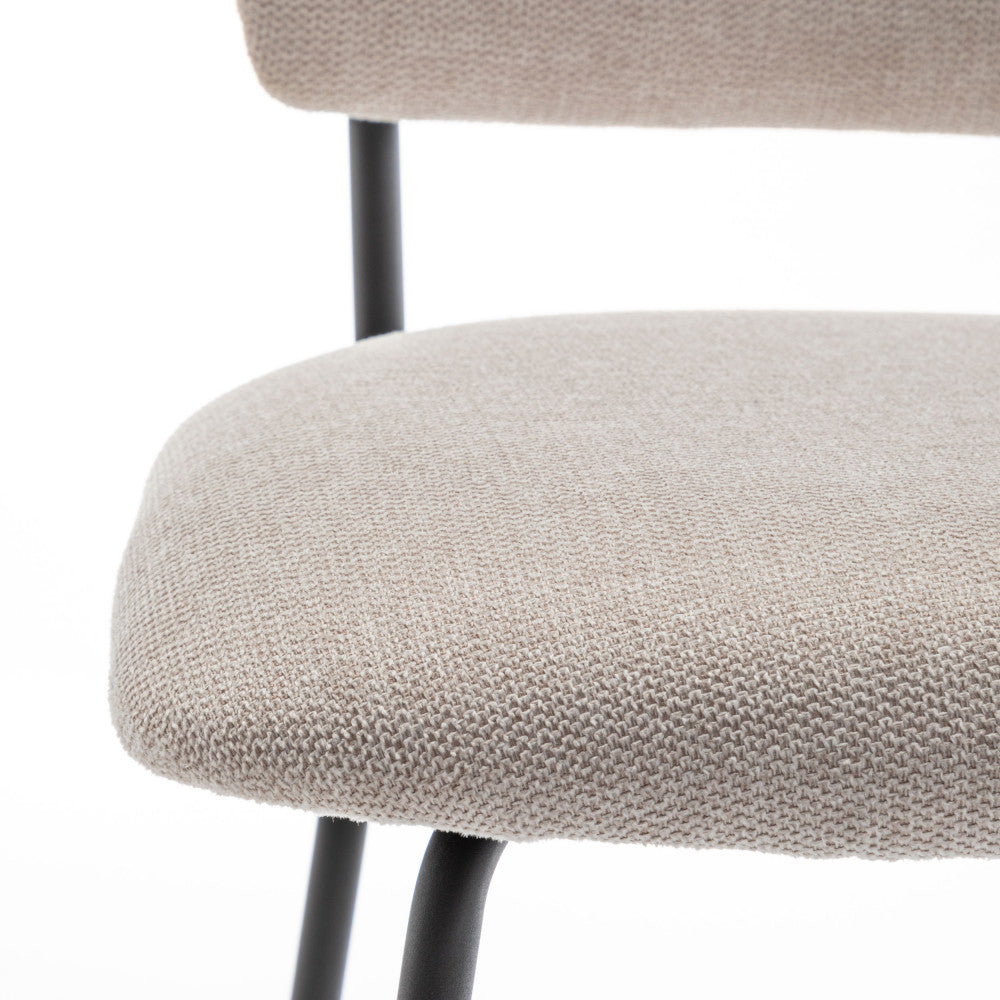 Vander - Lot De 2 Chaises De Bar - Tissu & Métal - Beige