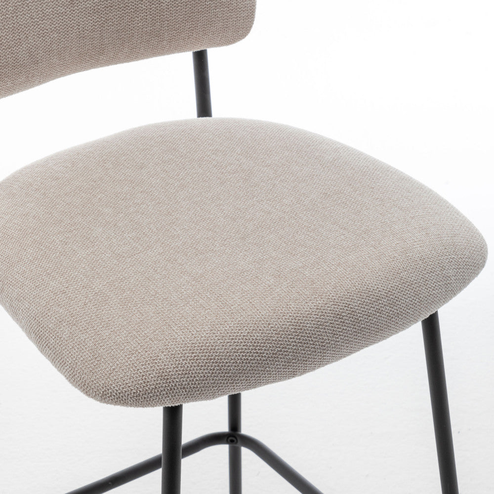 Vander - Lot De 2 Chaises De Bar - Tissu & Métal - Beige
