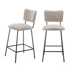 Vander - Lot De 2 Chaises De Bar - Tissu & Métal - Beige