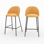 Karl - Lot De 2 Chaises Pour Ilot Central En Tissu Jaune Moutarde