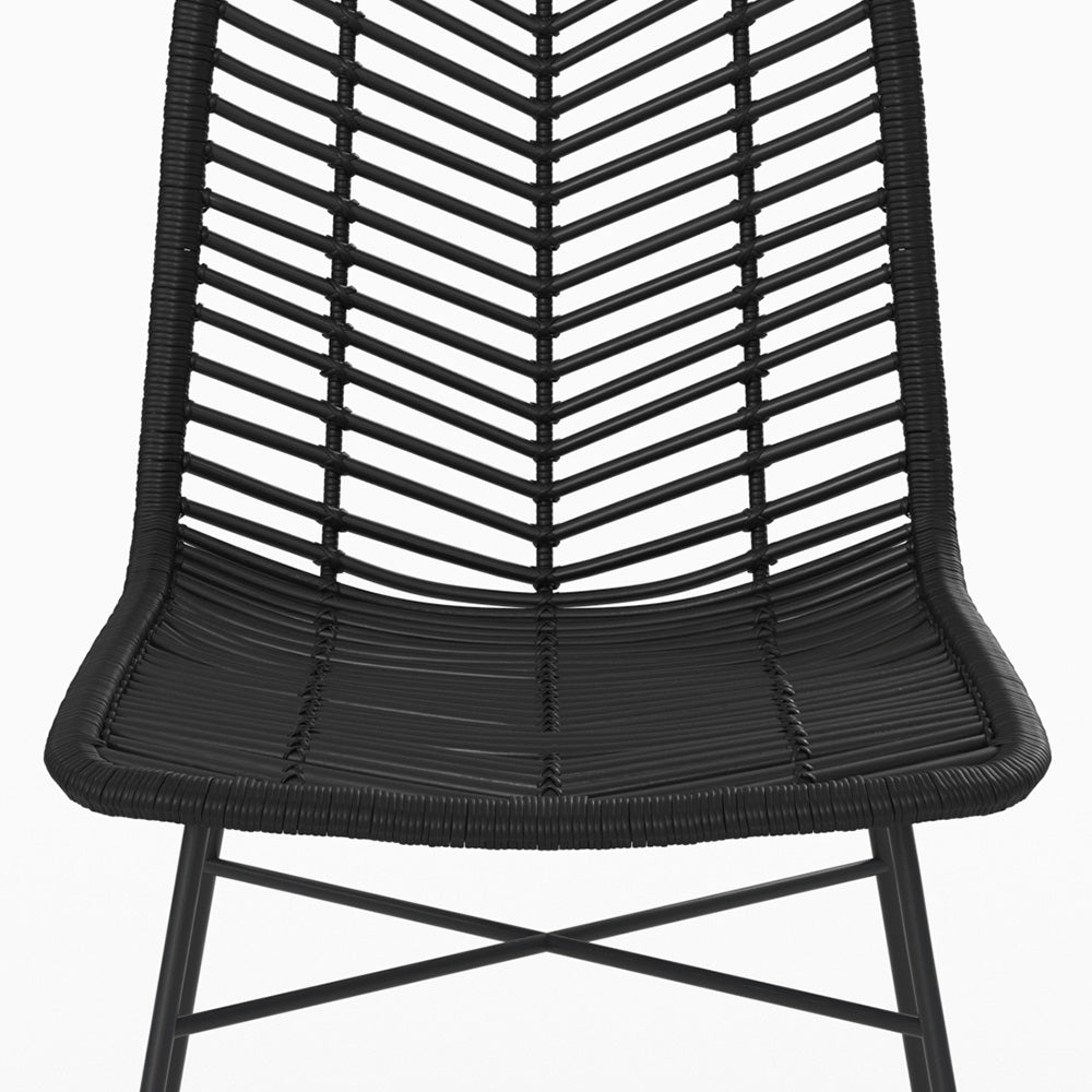 Tamara - Lot De 2 Chaises En Rotin Et Pieds En Métal Noir