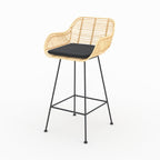 Pops - Lot De 2 Chaises Pour Îlot Central En Rotin Et Tissu Noir
