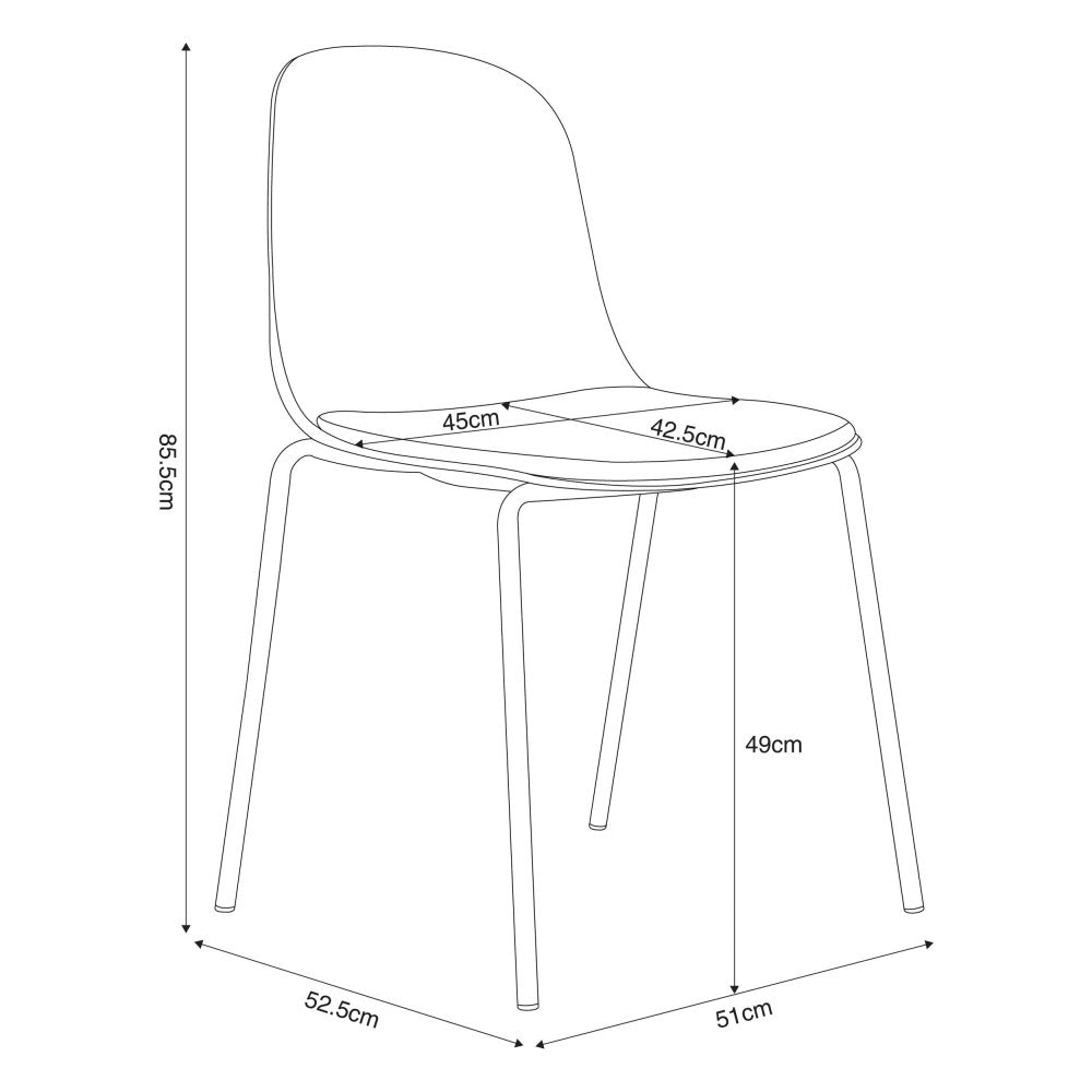 Linda - Lote de 2 sillas - Tejido y metal, patas beige - Beige