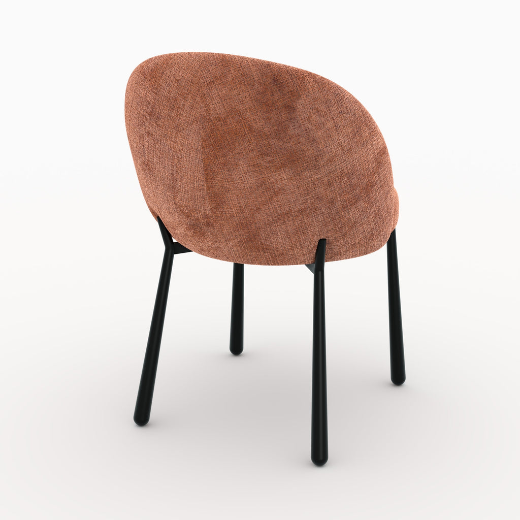 Pulpy - Lot De 2 Chaises En Velours Chenillé Terracotta Et Métal Noir
