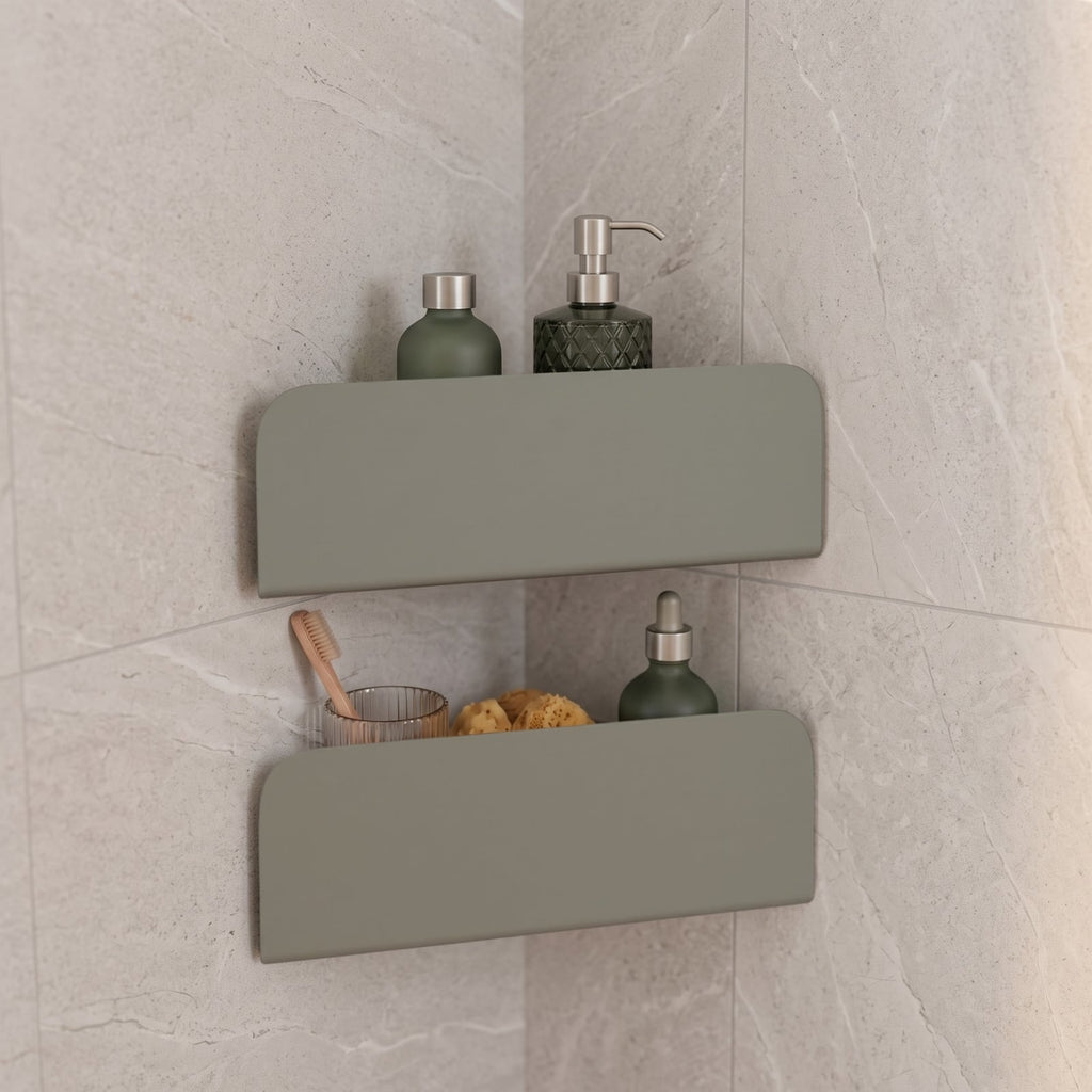 Les Apaisants - Set of 2 Corner Shelves - Steel - Olive Grey