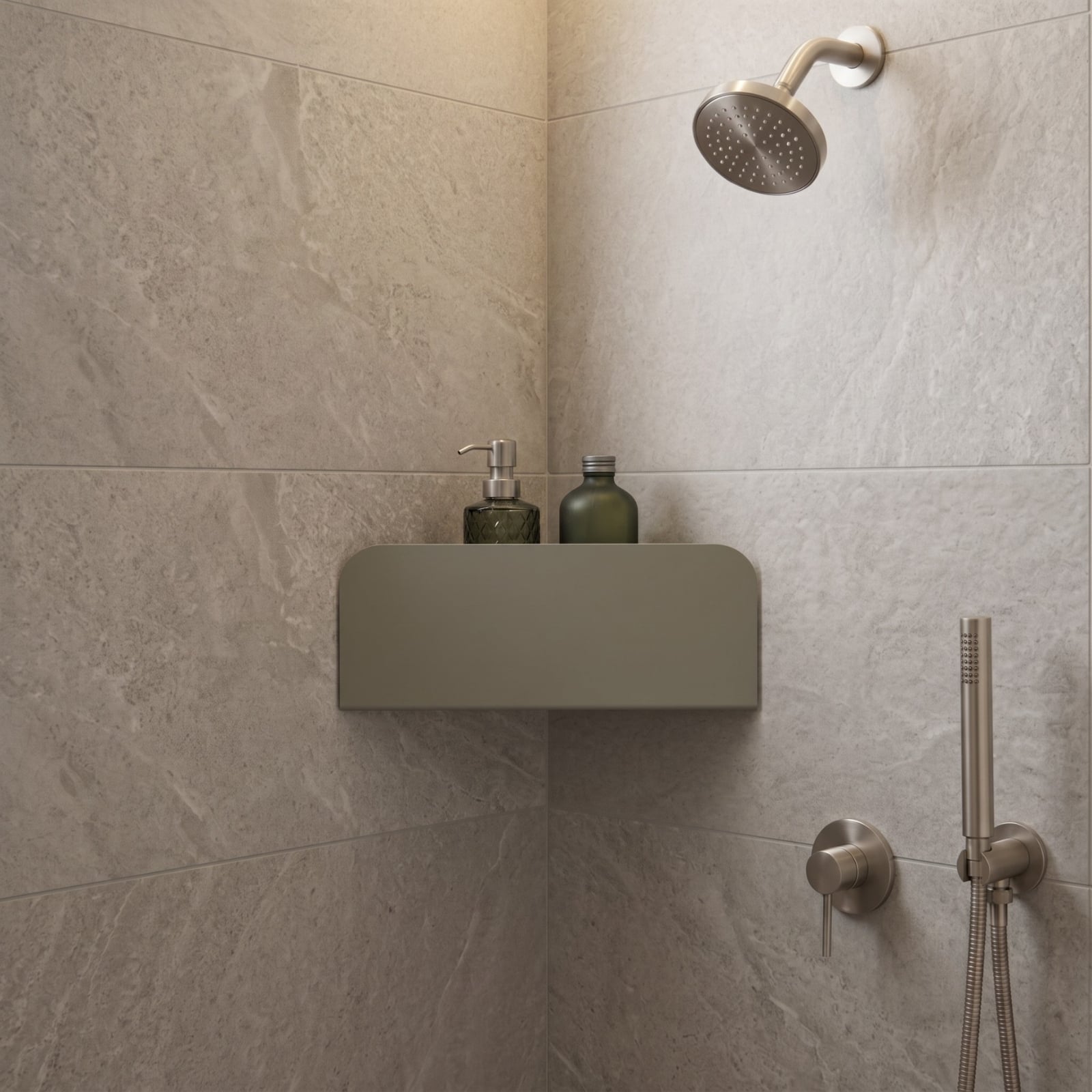 Les Apaisants - Set of 2 Corner Shelves - Steel - Olive Grey
