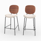 Simone - Lot De 2 Chaises Pour Îlot Central En Tissu Beige