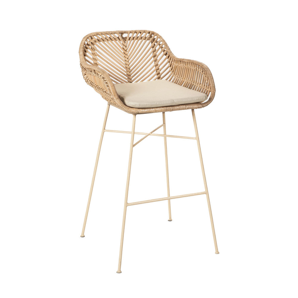 Nunuhai - Lote de 2 taburetes de bar - Ratán - Beige