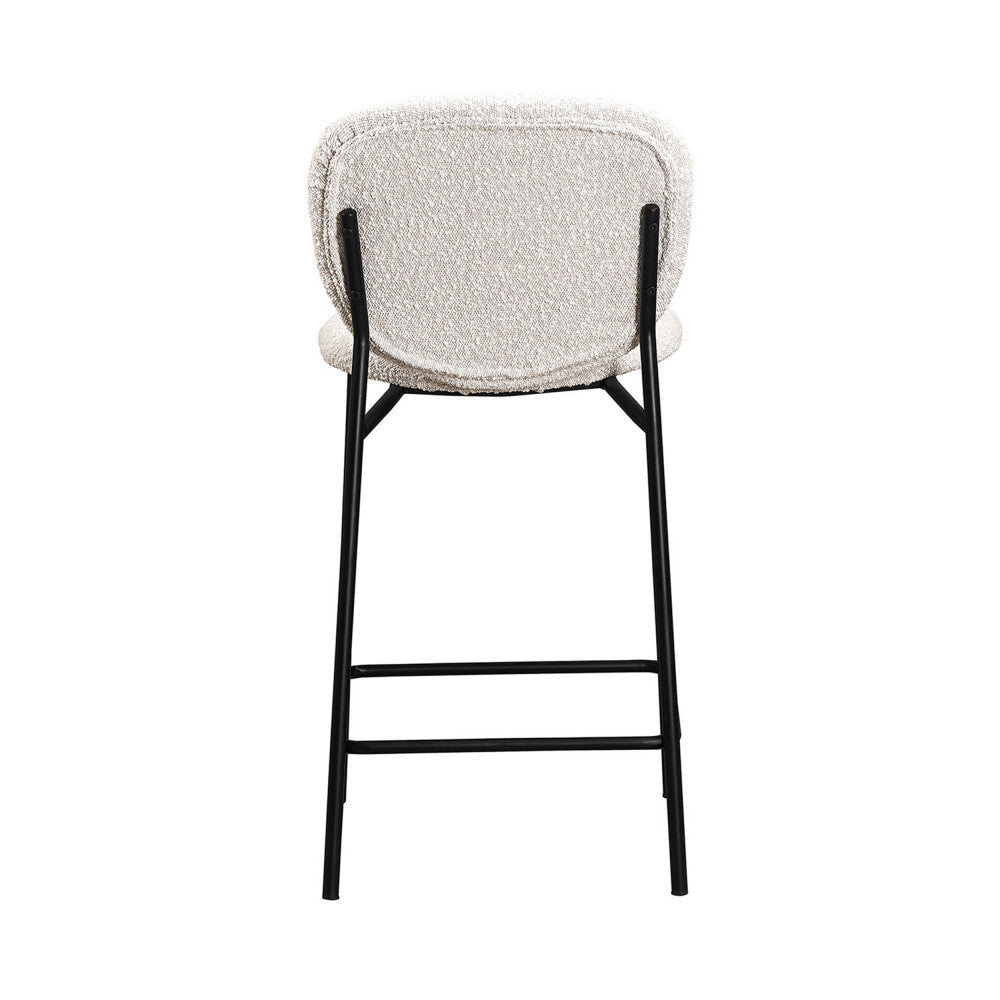 Dalby - Lote de 2 taburetes de bar - Tejido bouclé y metal - Crudo