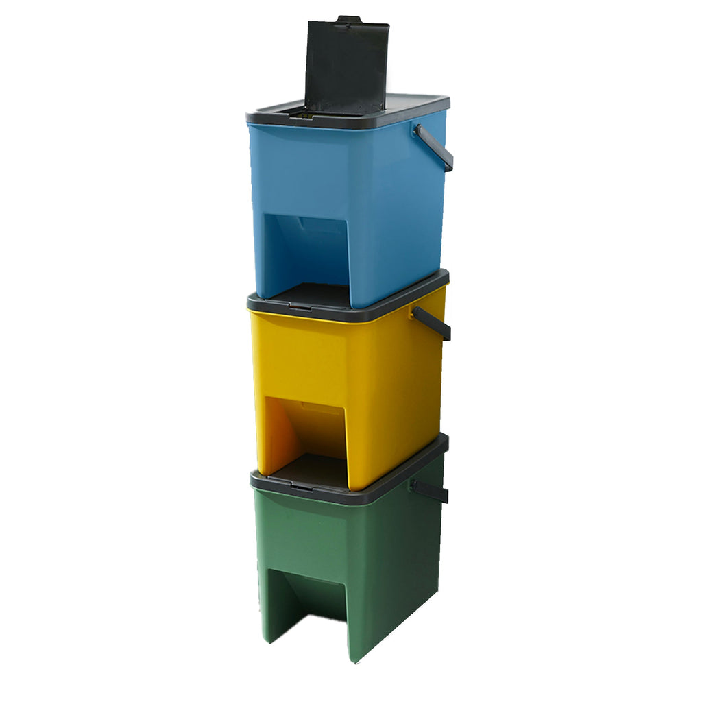 Bergen - 3 Cubos de Basura de Reciclaje 3X20L - Plástico - Multicolor