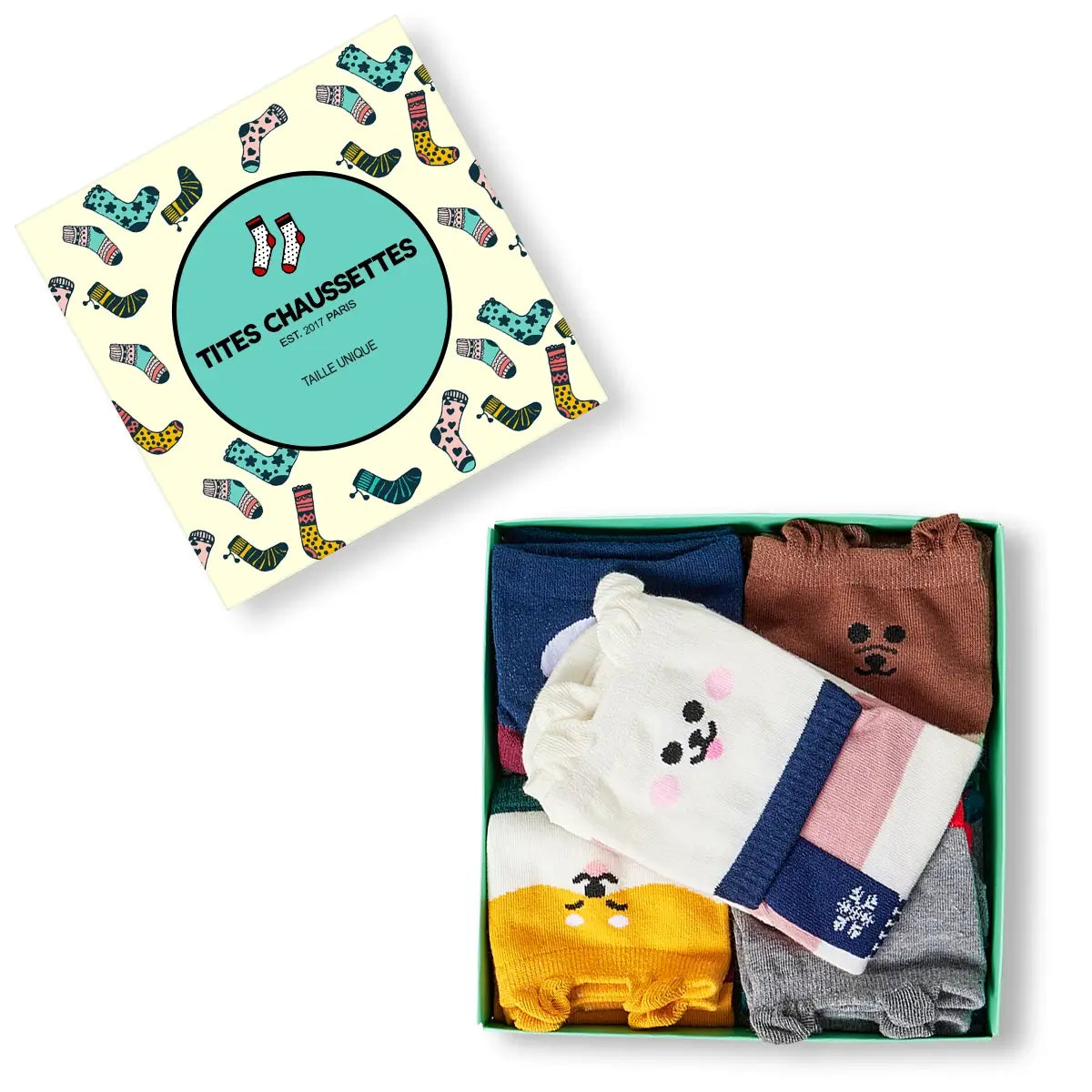 Lot De 5 Chaussettes Hautes Animaux Écharpe