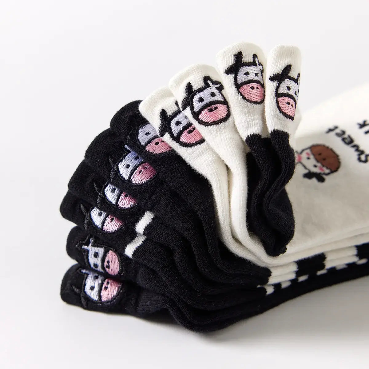 Cotton socks with cow pattern tongue for women | Stylish and comfortable socks | Available in several colors.