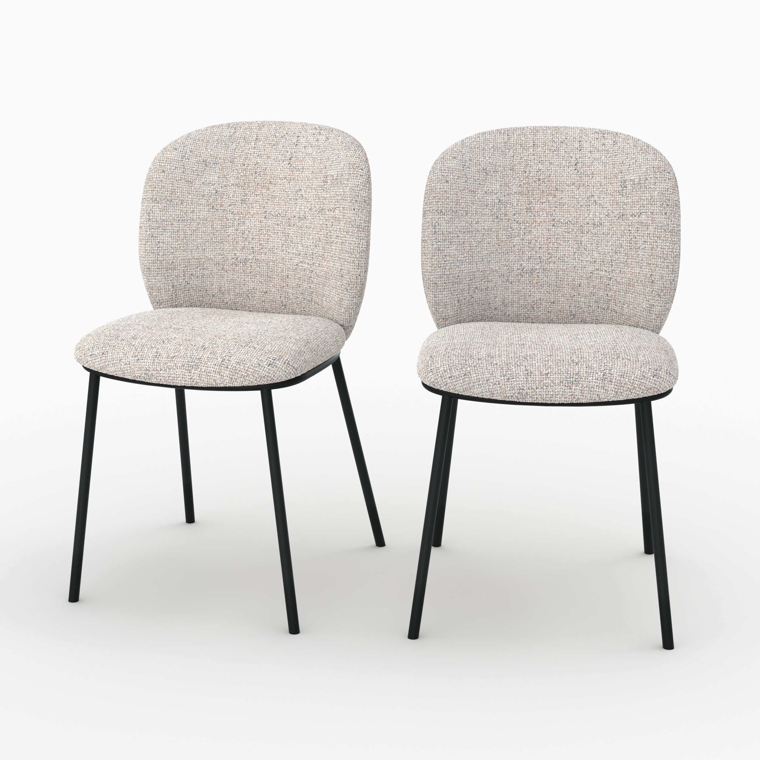 Adèle - Lot De 2 Chaises En Tissu Beige Chiné