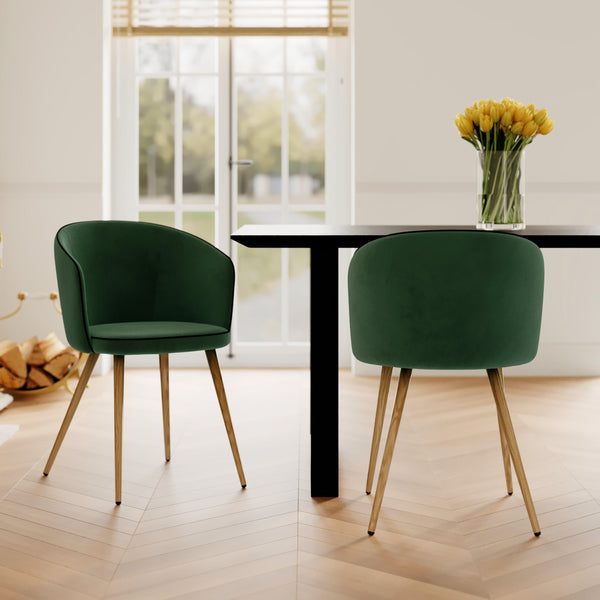 Chiara - Lot De 2 Chaises En Velours Vert