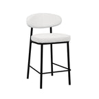 Rode - Lot De 2 Chaises De Bar - Tissu Bouclette & Bois & Métal - Écru chiné