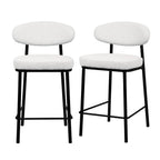 Rode - Lot De 2 Chaises De Bar - Tissu Bouclette & Bois & Métal - Écru chiné