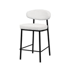 Rode - Lot De 2 Chaises De Bar - Tissu Bouclette & Bois & Métal - Écru chiné