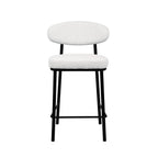 Rode - Lot De 2 Chaises De Bar - Tissu Bouclette & Bois & Métal - Écru chiné