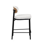 Rode - Lot De 2 Chaises De Bar - Tissu Bouclette & Bois & Métal - Écru chiné