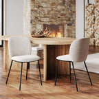 Adèle - Lot De 2 Chaises En Tissu Beige Chiné