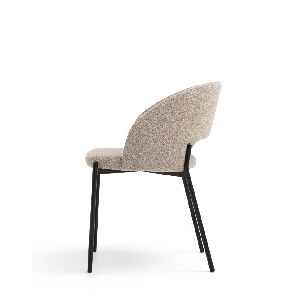 Soren - Lot De 2 Chaises - Tissu Bouclette & Métal - Beige chiné
