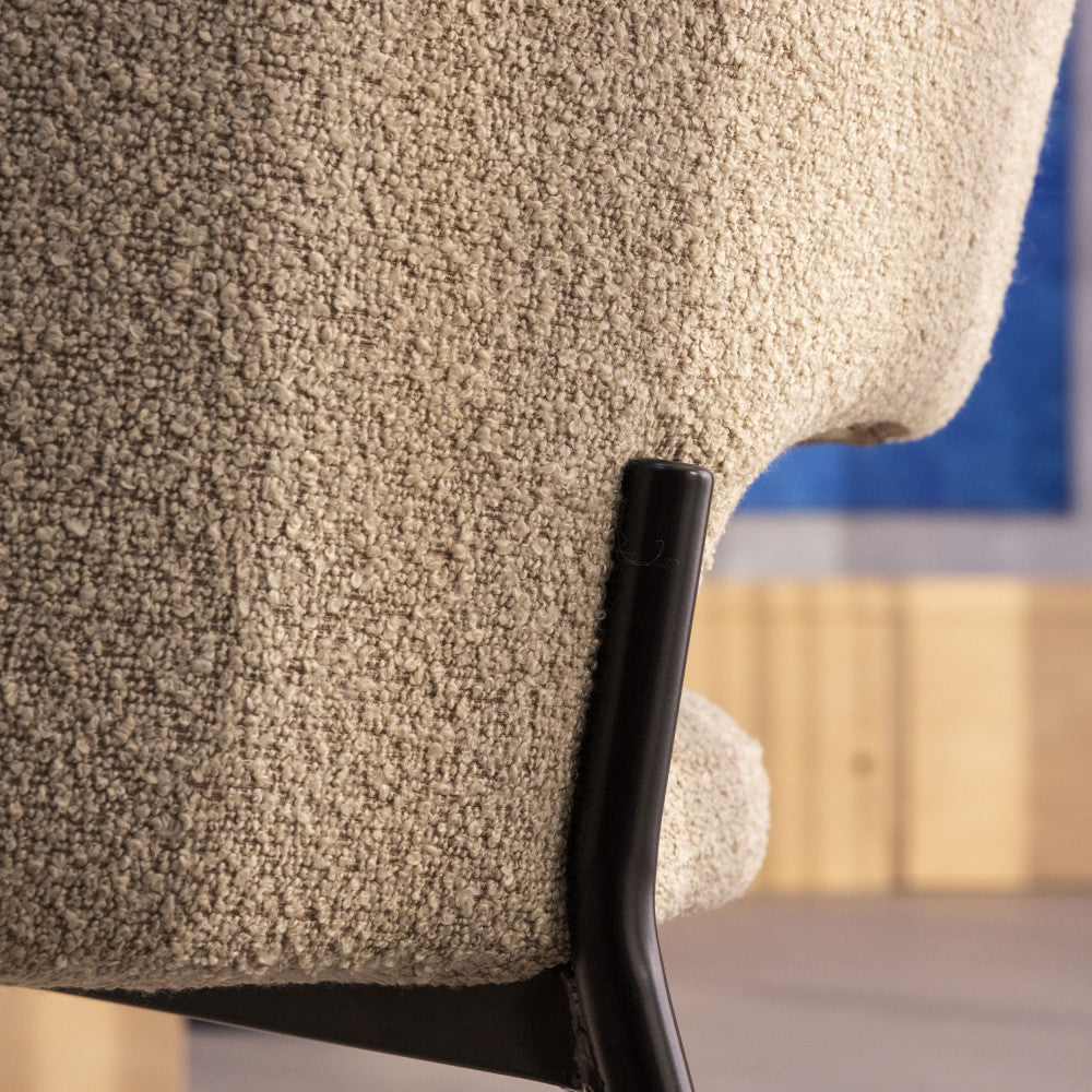 Soren - Lot De 2 Chaises - Tissu Bouclette & Métal - Beige chiné