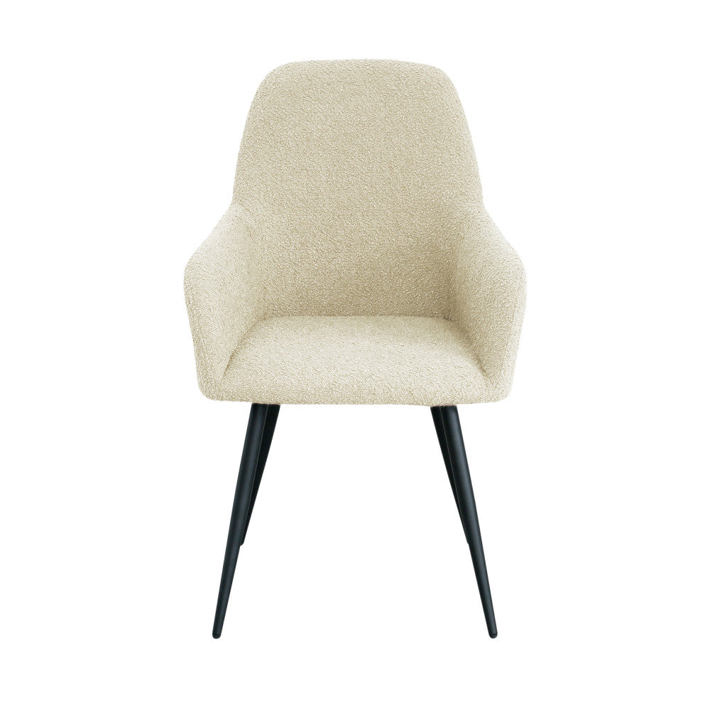 Harbo - Lote de 2 sillones de mesa - Tela bouclé y metal - Crudo