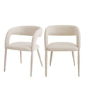 Romy - Lote de 2 sillones de comedor - Tela - Beige jaspeado