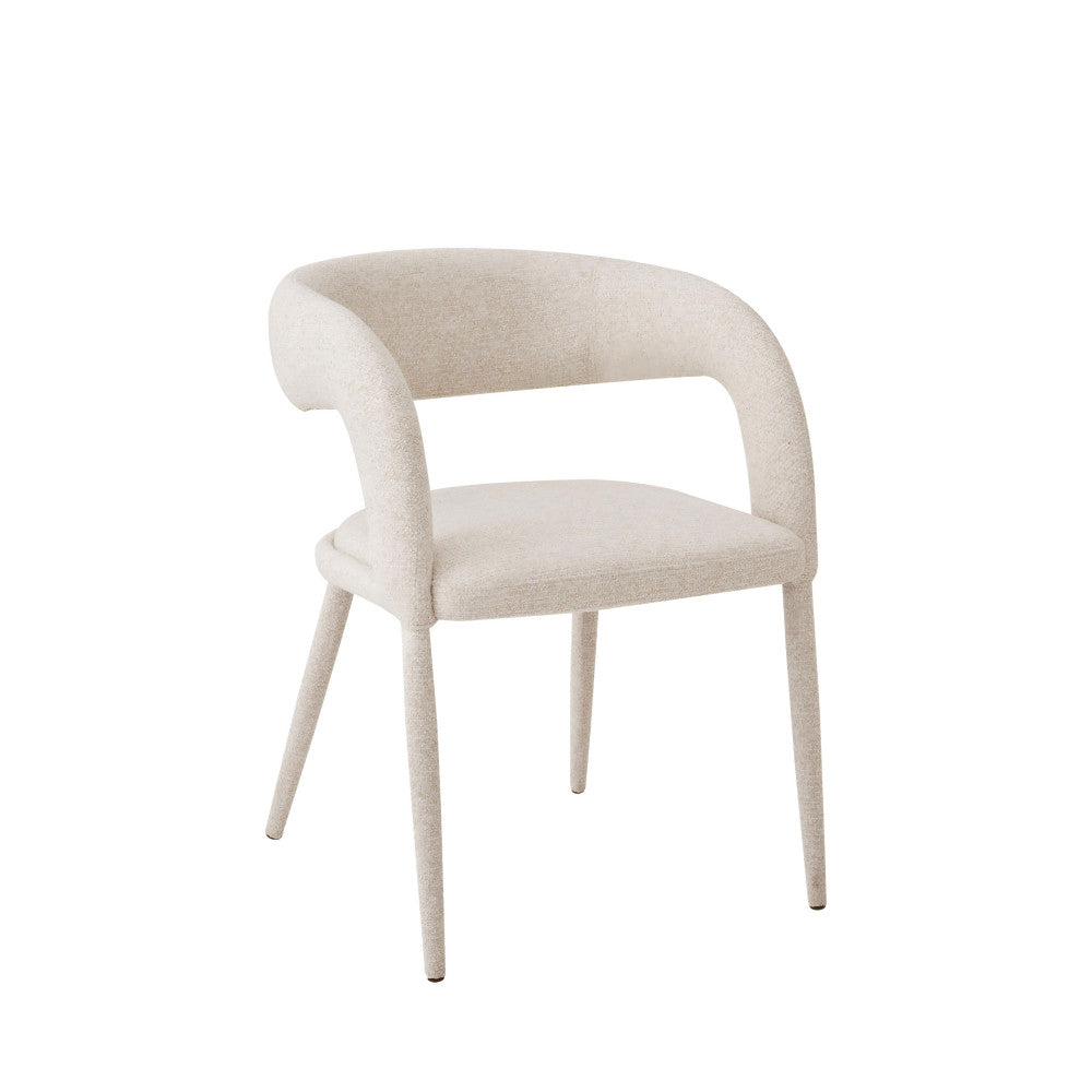 Romy - Lote de 2 sillones de comedor - Tela - Beige jaspeado