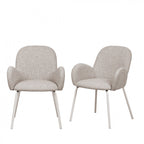 Théodore - Lot De 2 Fauteuils De Table - Tissu & Métal - Gris chiné