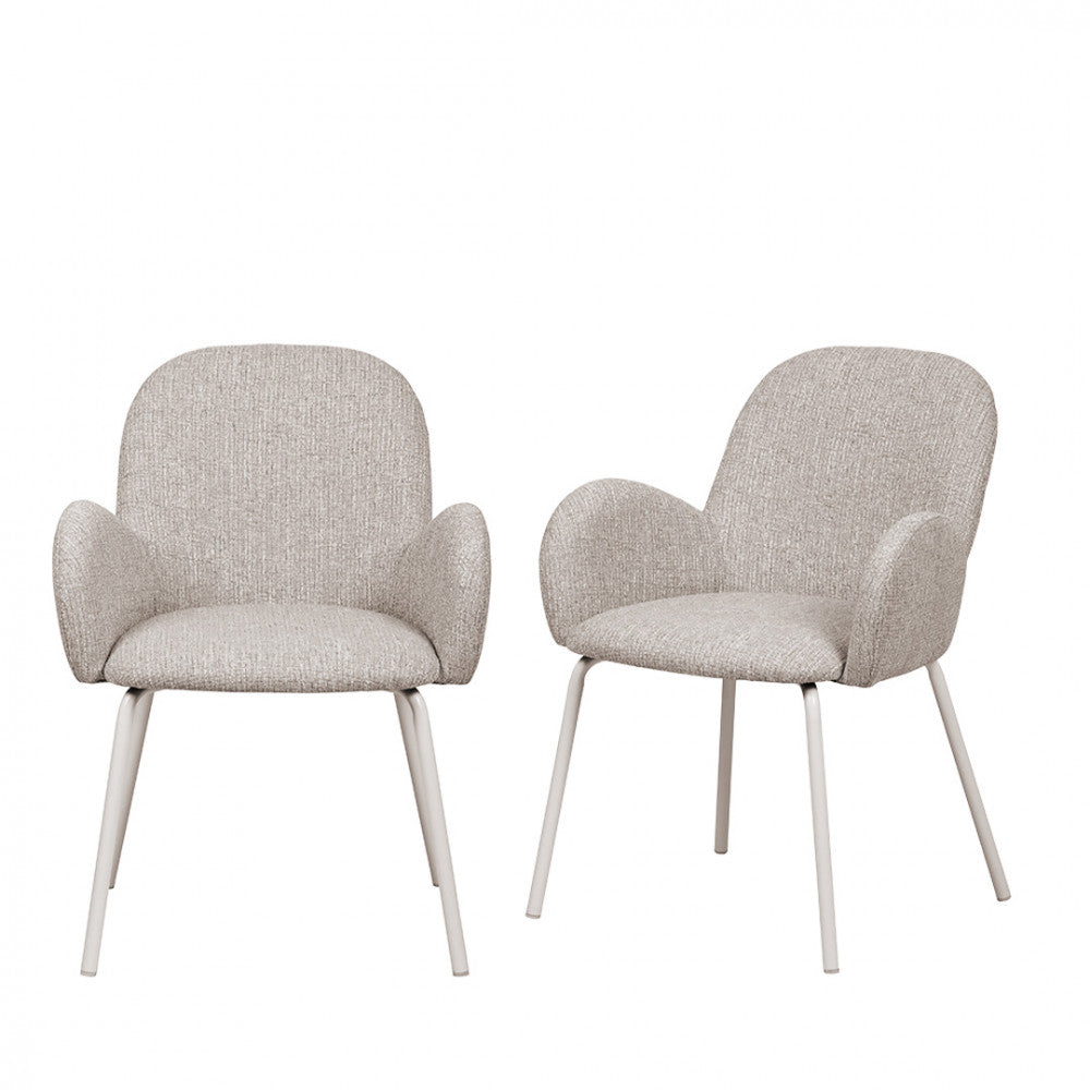 Théodore - Lot De 2 Fauteuils De Table - Tissu & Métal - Gris chiné