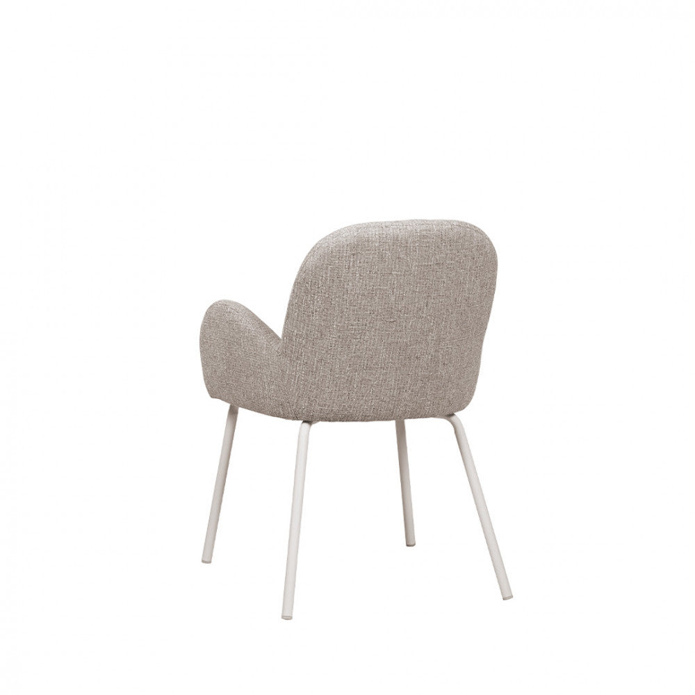 Théodore - Lot De 2 Fauteuils De Table - Tissu & Métal - Gris chiné