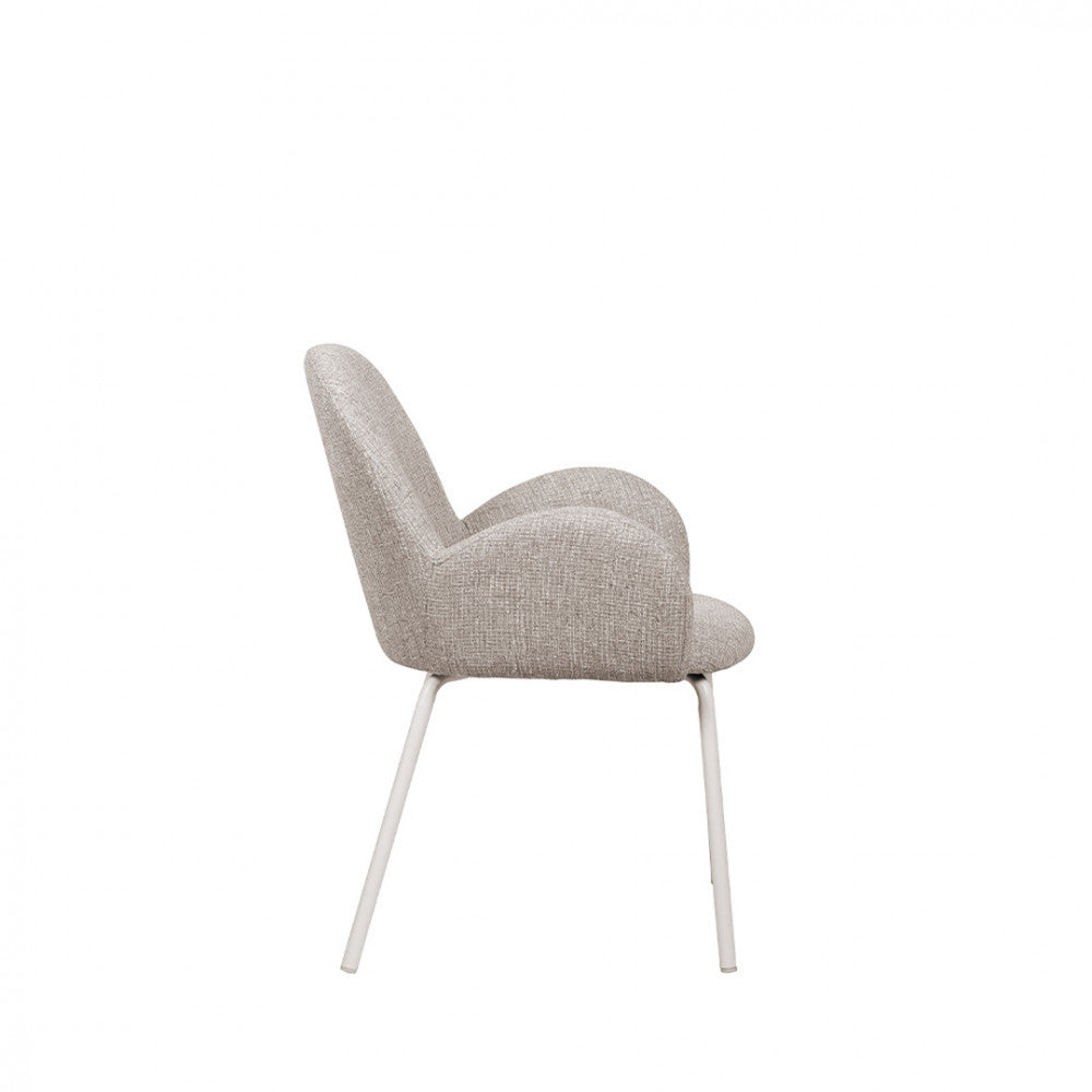 Théodore - Lot De 2 Fauteuils De Table - Tissu & Métal - Gris chiné
