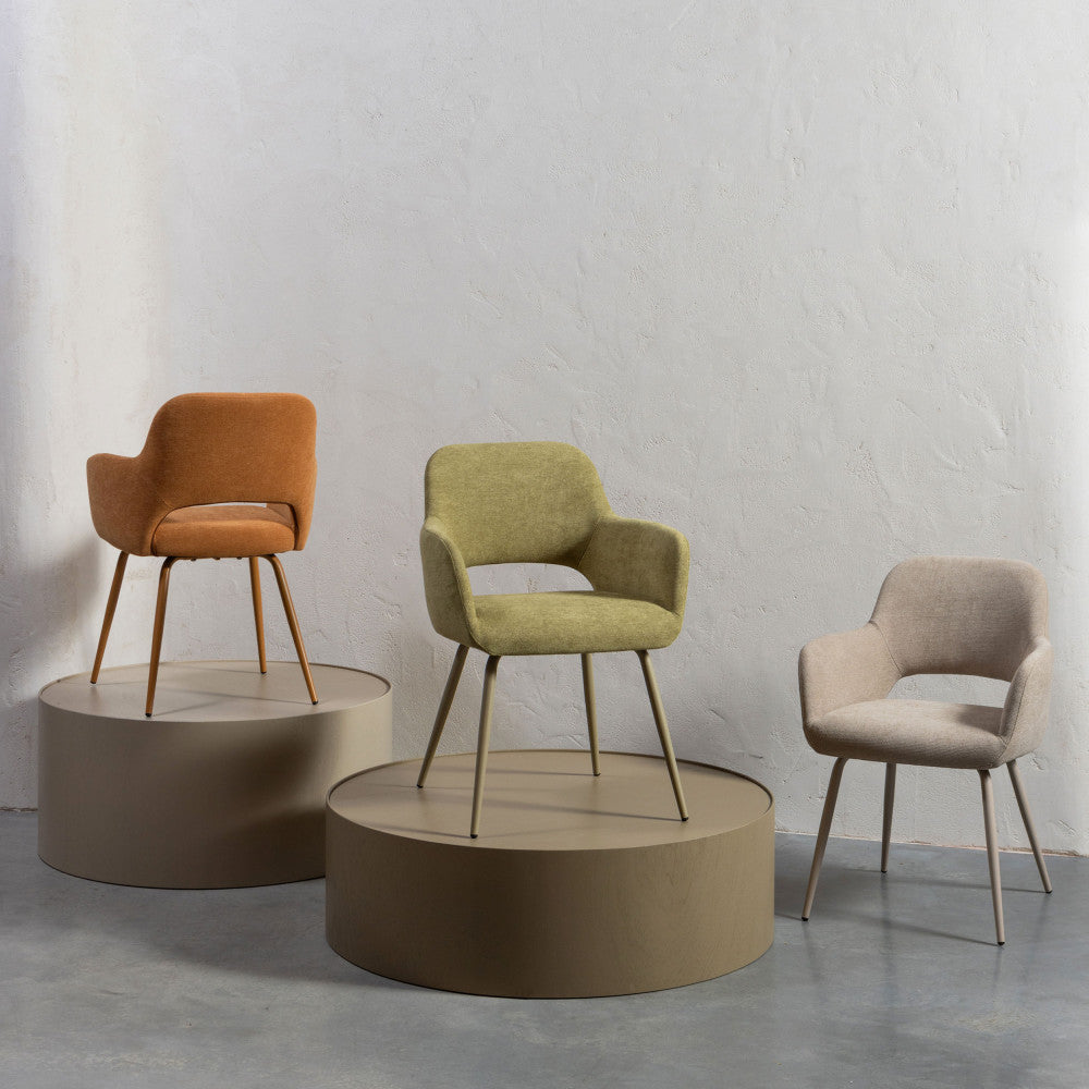 Jenny - Lot De 2 Fauteuils De Table - Tissu - Beige