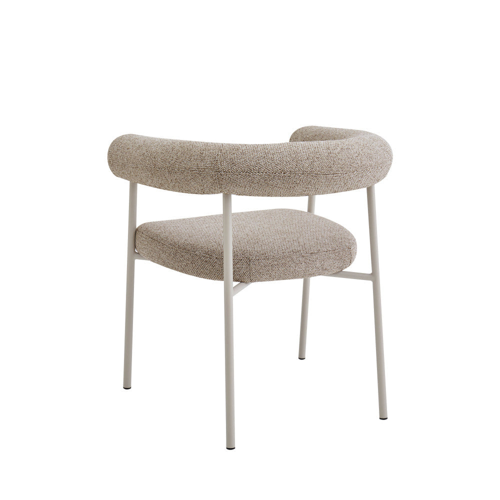 Olympe - Lote de 2 sillones de mesa - Tela, patas beige - Marrón jaspeado