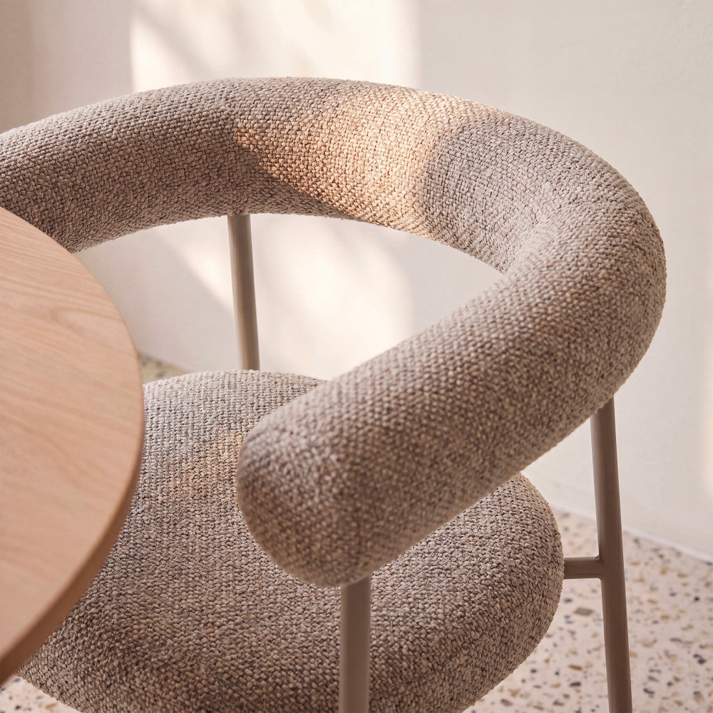 Olympe - Lote de 2 sillones de mesa - Tela, patas beige - Marrón jaspeado