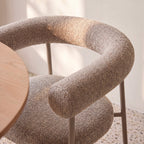 Olympe - Lote de 2 sillones de mesa - Tela, patas beige - Marrón jaspeado