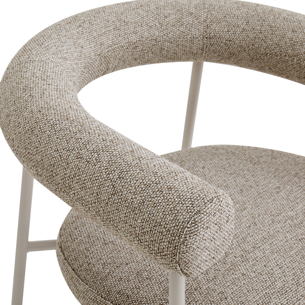 Olympe - Lote de 2 sillones de mesa - Tela, patas beige - Marrón jaspeado