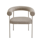 Olympe - Lote de 2 sillones de mesa - Tela, patas beige - Marrón jaspeado