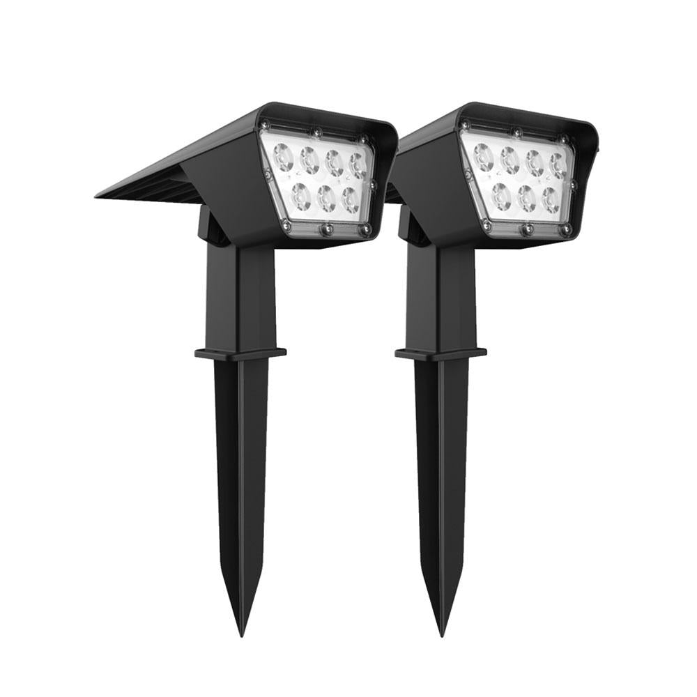 Set of 2 solar spotlights 2 in 1 projector to stick or fix rectangular powerful lighting dimmable white LED CURTIS H31.5cm - REDDECO.com
