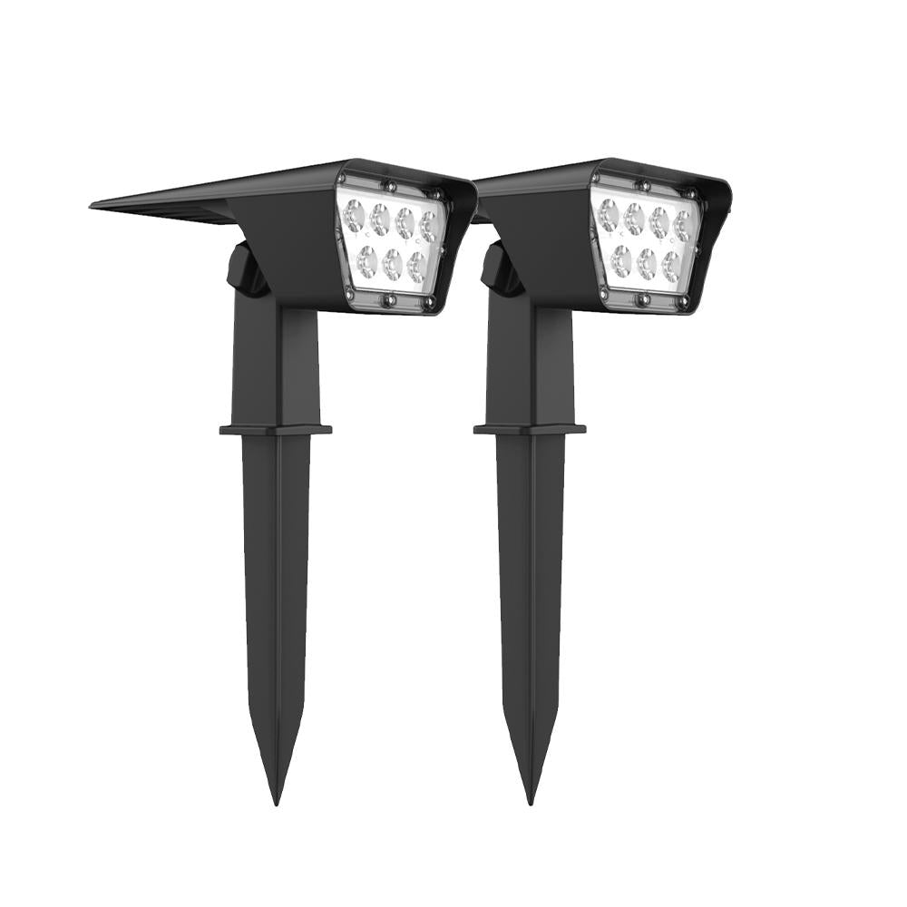 Set of 2 solar spotlights 2 in 1 projector to stick or fix rectangular powerful lighting dimmable white LED CURTIS H31.5cm - REDDECO.com