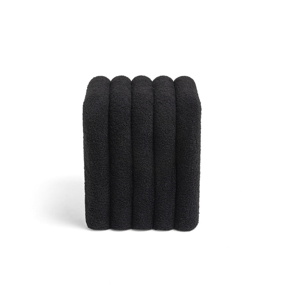 Mui - Lot De 2 Tabourets Rembourrés - Tissu Bouclette - Noir